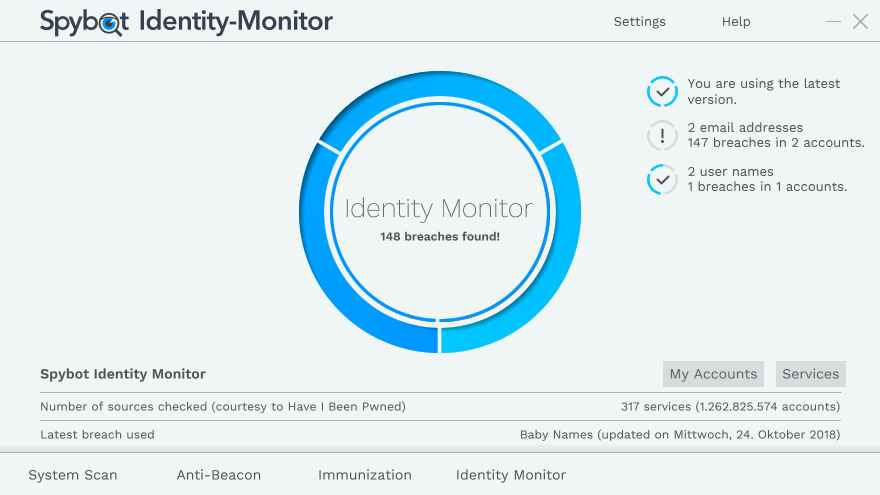 Verifica se la tua email e i dati collegati sono finiti nelle mani degli hacker grazie a Spybot Identity Monitor