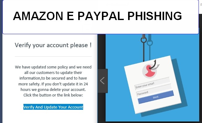 Phishing Amazon e Paypal : “verify and update account information please”