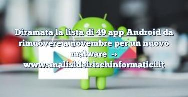 Diramata la lista di 49 app Android da rimuovere a novembre per un nuovo malware