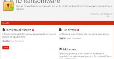 ID RANSOMWARE : servizio gratuito per identificare il ransomware che ha cifrato i tuoi dati