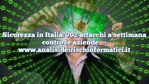 Sicurezza in Italia: 702 attacchi a settimana contro le aziende