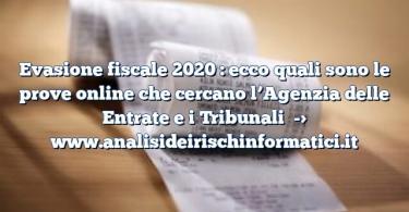 Evasione fiscale 2020 : ecco quali sono le prove online che cercano l’Agenzia delle Entrate e i Tribunali