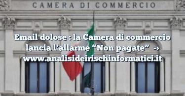 Email dolose : la Camera di commercio lancia l’allarme “Non pagate”