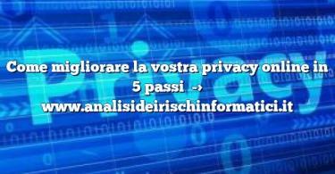 Come migliorare la vostra privacy online in 5 passi