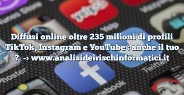 Diffusi online oltre 235 milioni di profili TikTok, Instagram e YouTube : anche il tuo ?