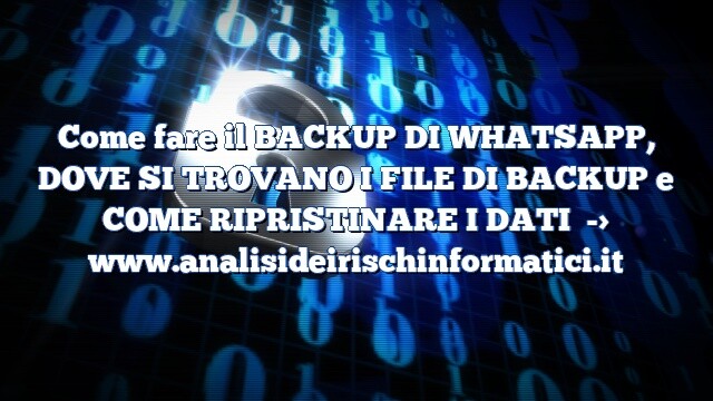 Come fare il BACKUP DI WHATSAPP, DOVE SI TROVANO I FILE DI BACKUP e COME RIPRISTINARE I DATI