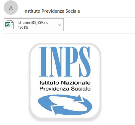 ATTENZIONE : finta Email dell’Istituto di Previdenza Sociale INPS. Non aprire allegato e cestinare subito