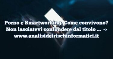 Porno e Smartworking. Come convivono? Non lasciatevi confondere dal titolo …