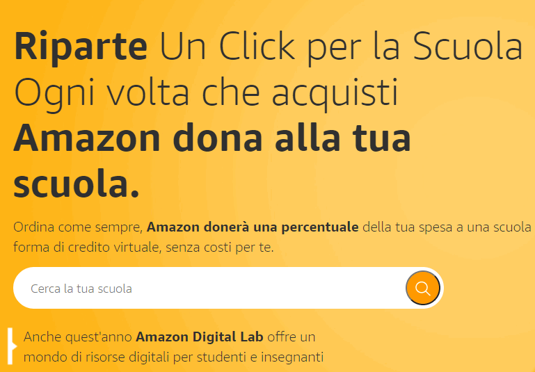 Riparte Un Click per la Scuola : ogni volta che acquisti Amazon dona alla tua scuola