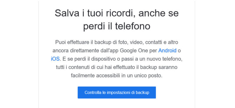 Salva i tuoi ricordi anche se perdi il telefono