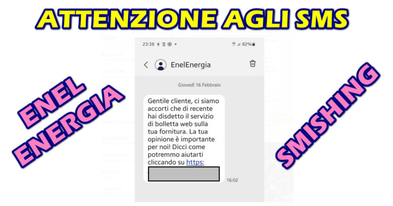 FINTO SMS DI ENEL ENERGIA PER DISDETTA SERVIZIO BOLLETTA WEB