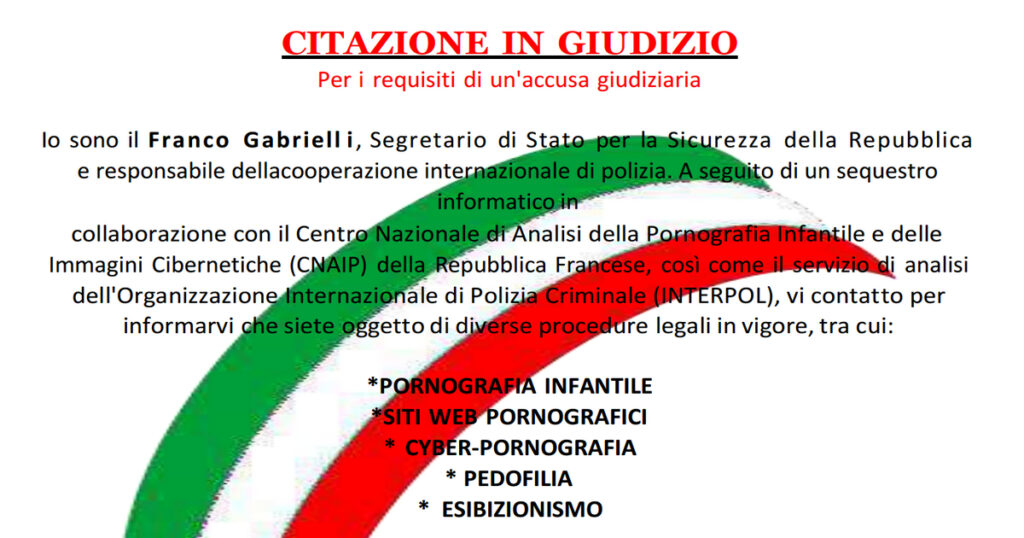 citazione in giudizio FINTA CITAZIONE IN GIUDIZIO : AVVISO IMPORTANTE CONSULTARE LA CONVAZIONE PRIMA DELL'ARRESTO