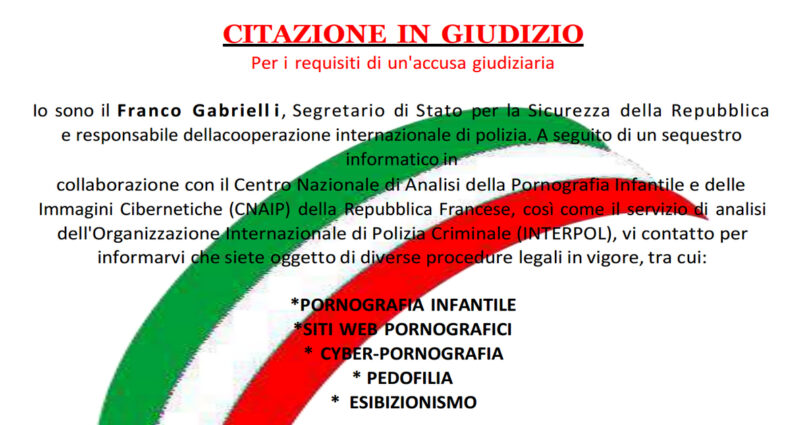 FINTA CITAZIONE IN GIUDIZIO : AVVISO IMPORTANTE CONSULTARE LA CONVAZIONE PRIMA DELL'ARRESTO