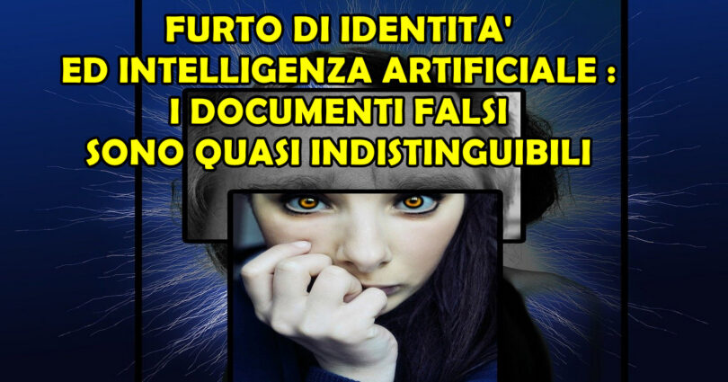 FURTO DI IDENTITA' ED INTELLIGENZA ARTIFICIALE : I DOCUMENTI FALSI SONO QUASI INDISTINGUIBILI