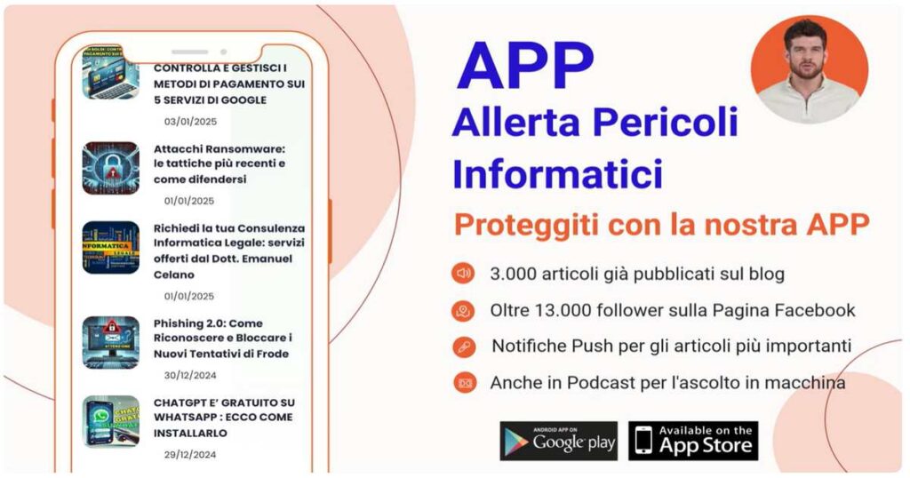 app allerta pericoli informatici Scarica la APP