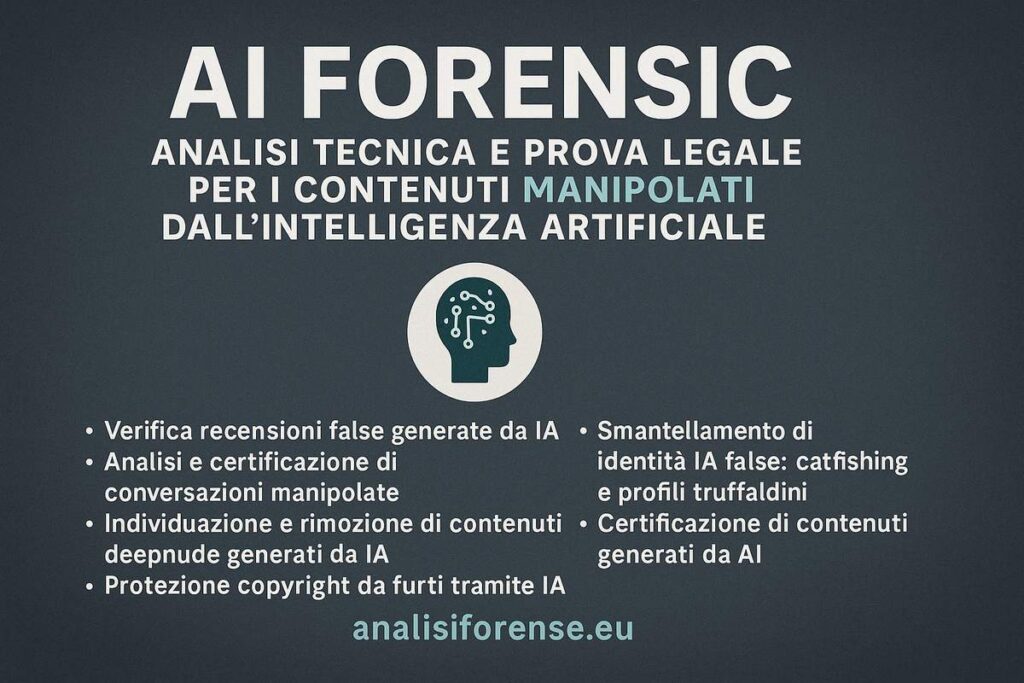 ai forensic analisi contenuti intelligenza artificiale AI FORENSIC: ANALISI TECNICA E PROVA LEGALE PER I CONTENUTI MANIPOLATI DALL’INTELLIGENZA ARTIFICIALE