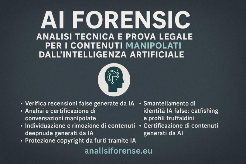 AI FORENSIC: ANALISI TECNICA E PROVA LEGALE PER I CONTENUTI MANIPOLATI DALL’INTELLIGENZA ARTIFICIALE