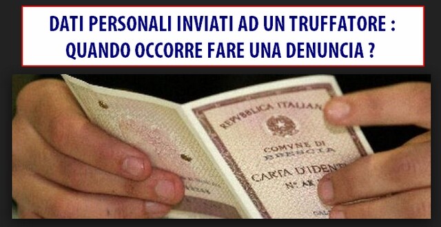 Dati personali inviati ad un truffatore