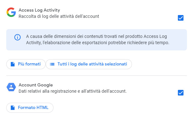 google takeout access log e account google